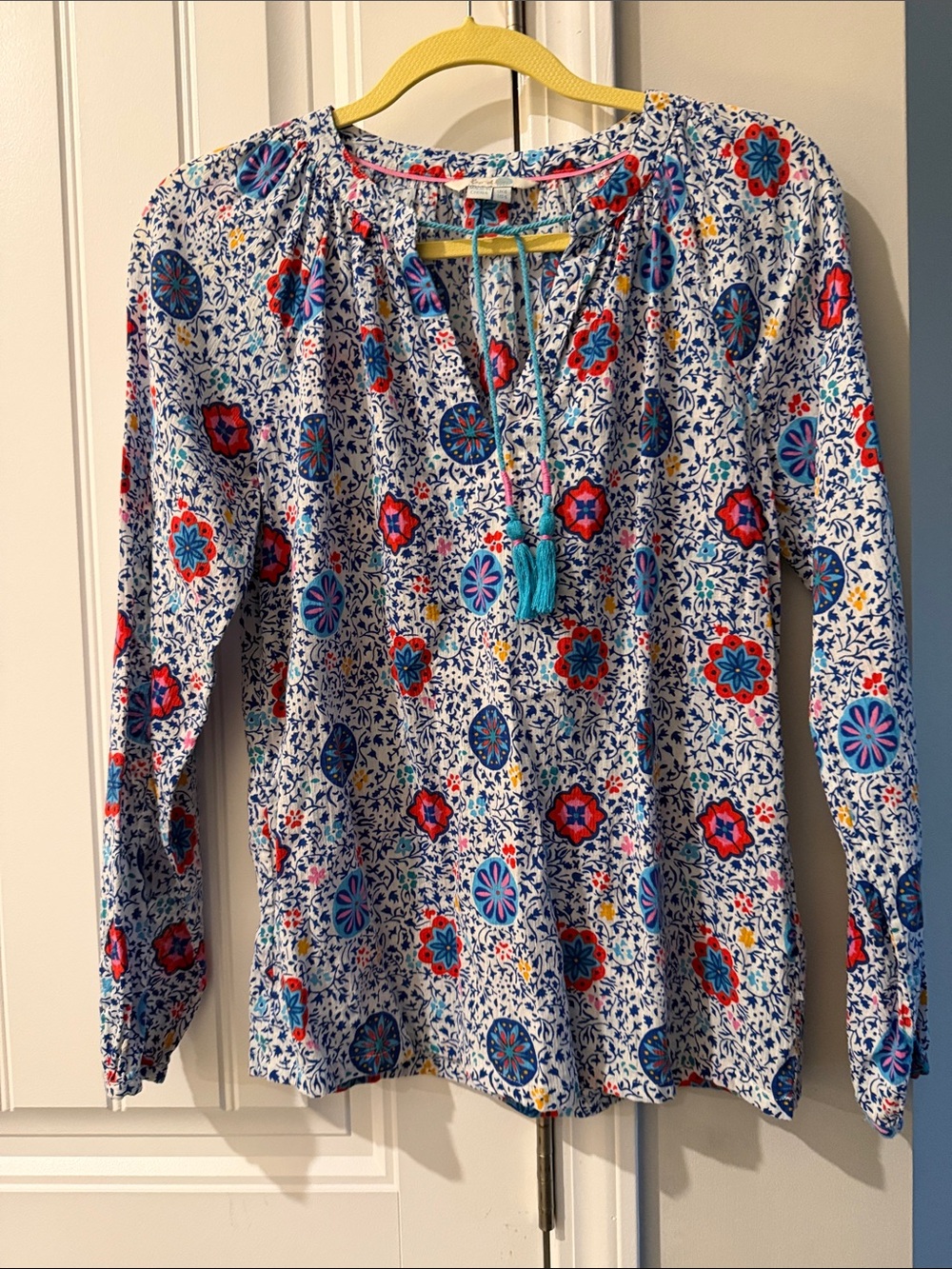 Boden Shirt White Floral Popover Tassel Tie Casual Boho Colorful
Floral - Picture 1 of 4